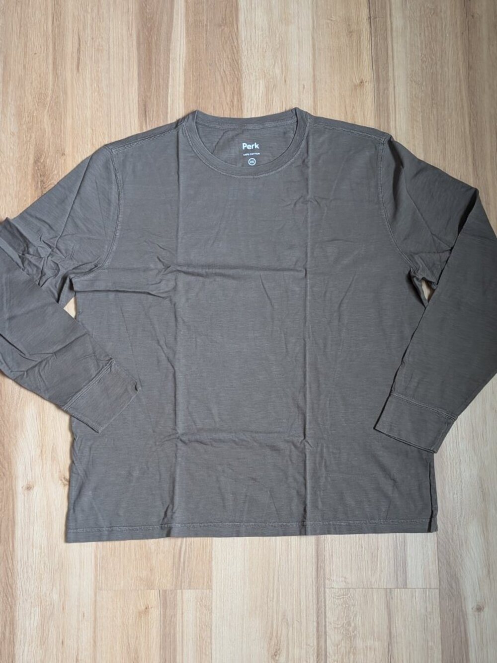 NWT Perk Low Key Long Sleeve T Shirt 2XL Vintage Fatigue Green 100% Cotton